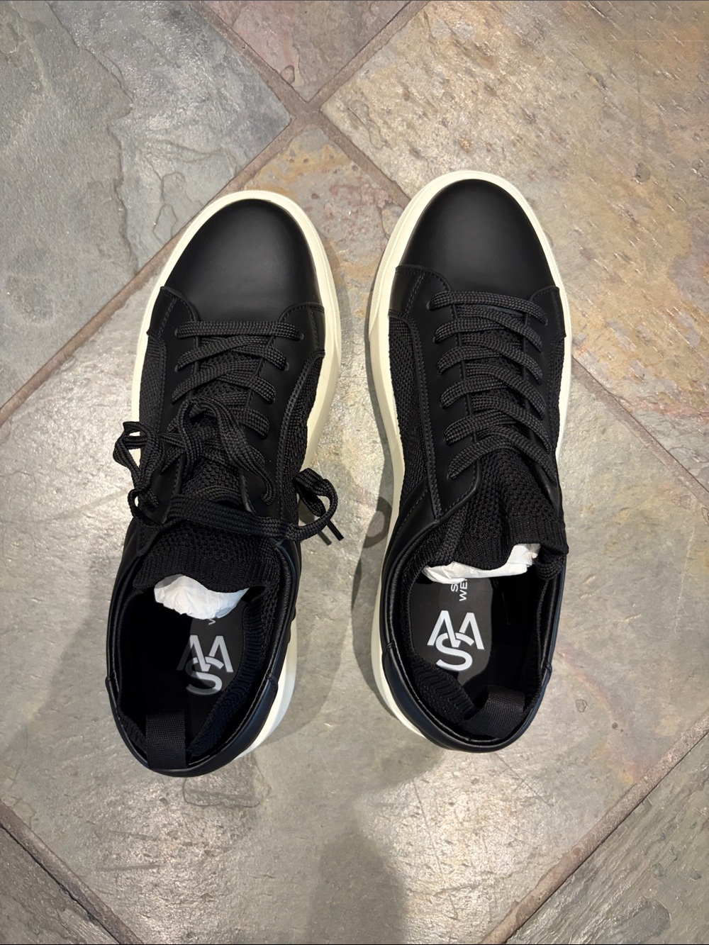 Stuart Weitzman Black Sneakers with Cream Sole